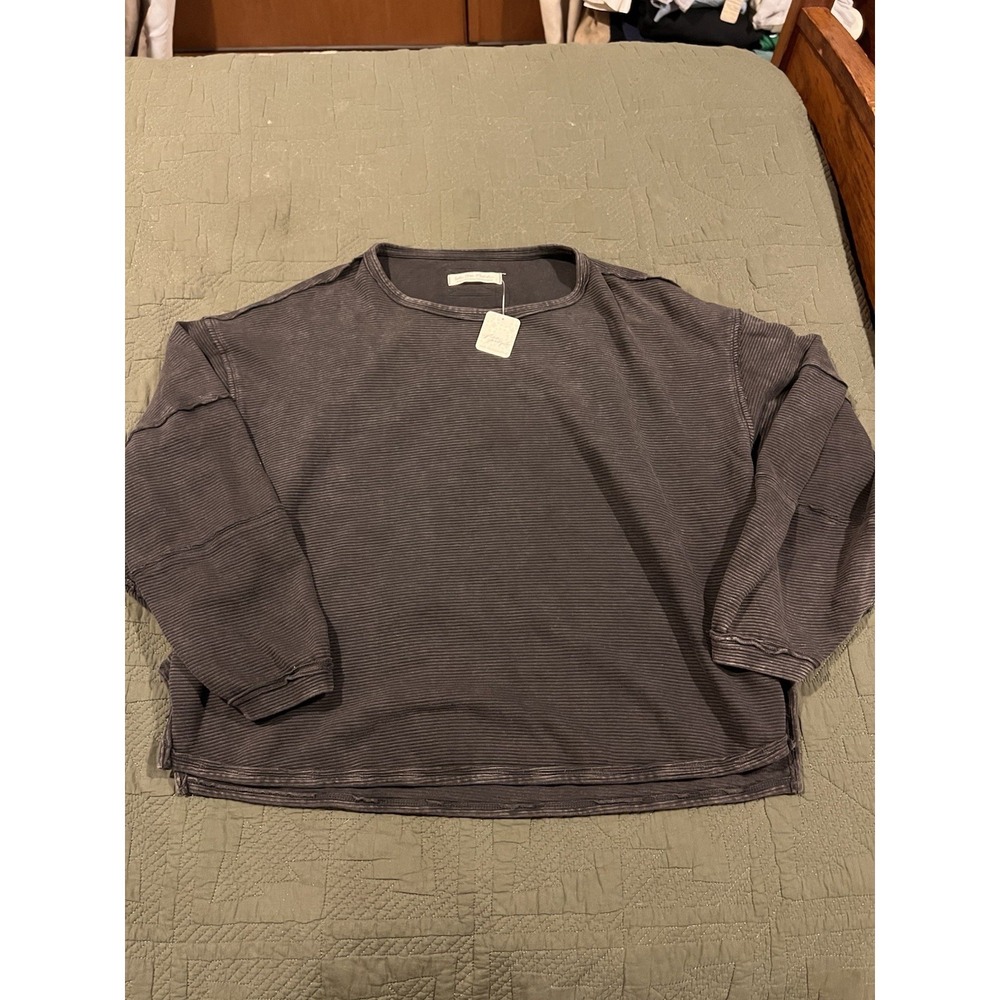 Free People Boxy Sweatshirt Women'sβ L NWT Msrp$68 Charcoal Gray